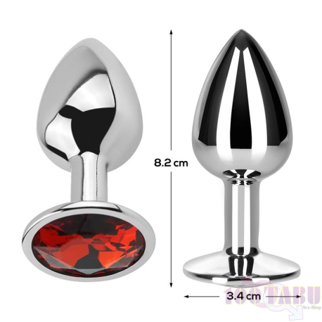 Plug Anal Met&aacute;lico Com Cristal M&eacute;dio