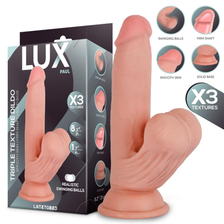 Dildo Lux Paul Ultra Real&iacute;stico Tripla Camada com Test&iacute;culos Oscilantes 21cm
